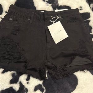 Black Distressed Women's Shorts